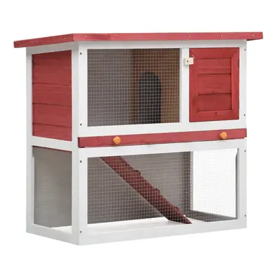 vidaXL Outdoor Rabbit Hutch Door Red Wood Pet House Habitat Cage Carrier