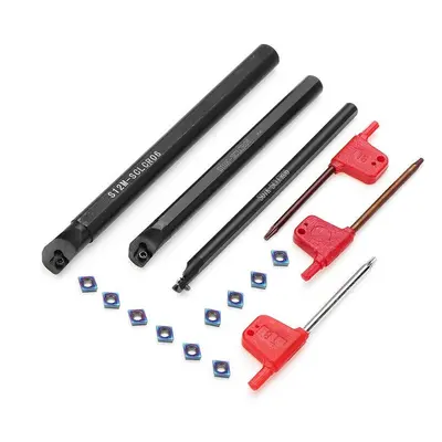 3pcs SCLCR Lathe Boring Bar Turning Tool Holder Set with 10pcs Blue Nano CCMT0602 Inserts