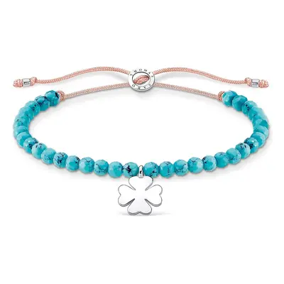 Thomas Sabo Turquoise Beads with Clover Silver Sterling Silver Bracelet 13-20cm Length