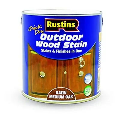 Rustins ESMO2500 2.5L Satin Outdoor Wood Stain - Medium Oak