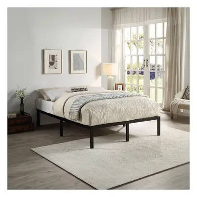 (Double x 190cm, No Mattress) HERTFORD MODERN LOW PLATFORM BLACK METAL BED FRAME