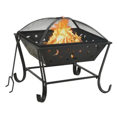 vidaXL Fire Pit with Poker cm 2XL Steel Fire Bowl Patio Heater Home Garden