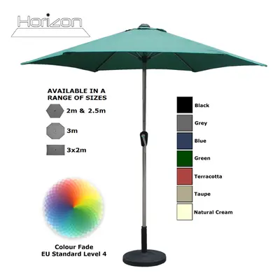 (2m, Green) Parasol Aluminium Crank Full & Half Shade Umbrella