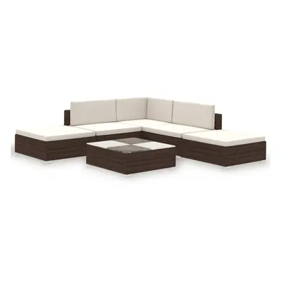 vidaXL Garden Lounge Set Piece with Cushions Poly Rattan Brown Furniture