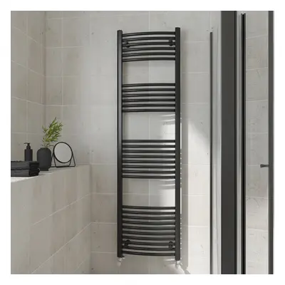 (Curved, 1800x500mm) Warmehaus Heated Towel Rail Black Bathroom Ladder Style Radiator Central He