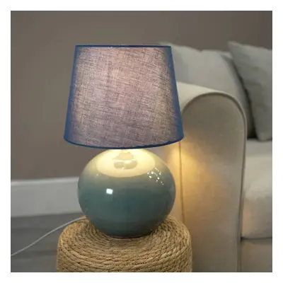 ValueLights Bosco Eucalyptus Table Lamp with Navy Tapered Lamp Shade