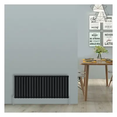 (Horizontal 600x1428mm - Double) NRG Black Flat Panel Designer Radiator Single Double Column Bat