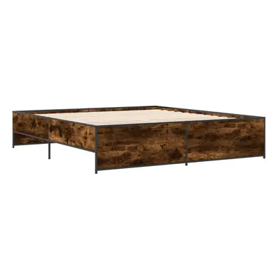 (smoked oak, x cm) vidaXL Bed Frame Bed Base Bedstead Black 120x200 cm Engineered Wood and Metal