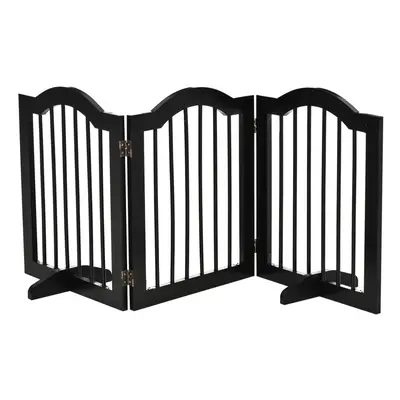 PawHut Freestanding Pet Gate Safety Barrier Pannel w/ Support Feet Black