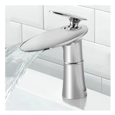 (Electroplate, Short Type) Waterfall Faucet Bathroom Basin Hot Cold Water Mixer Tap Brass Sink