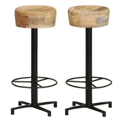 vidaXL 2x Solid Mango Wood Bar Stools cm Wooden Bistro Pub Counter Chair