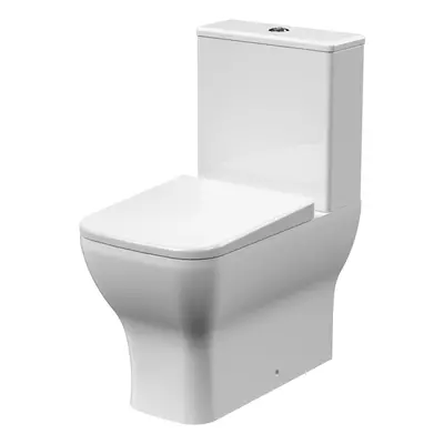 Rimless Flush to Wall Toilet Pan, Cistern & Soft Close Seat - x x 613mm