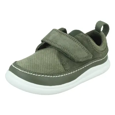 (Khaki, UK Infant) Boys Clarks Hook and Loop Fastening Shoes Cloud Ember - G Fit