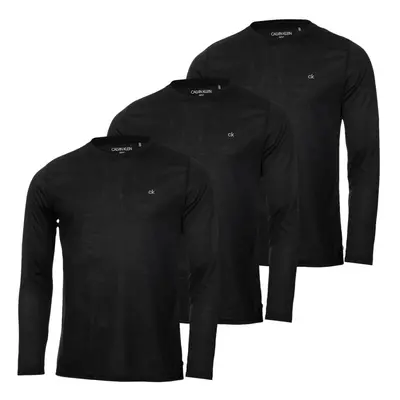 (XL, Black/Black/Black) Calvin Klein Mens Assorted Long Sleeve Pack Breathable Wicking T-Shirt