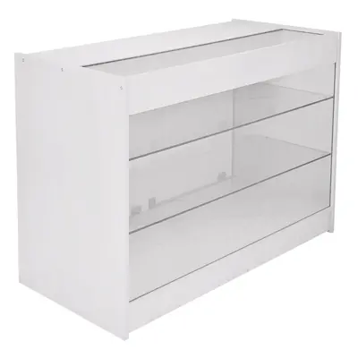 Retail Glass Shelf Product Display Counter Showcase Lockable Cabinet White K1200