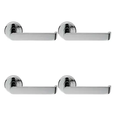 4x Flat Faced Lever on Concealed Fix Round Rose 50.5mm Diameter Polished Chrome