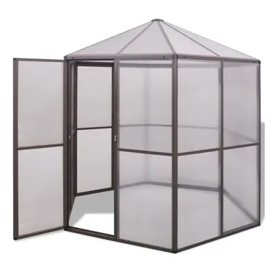 vidaXL Greenhouse Aluminium Brown Grow Plants Growhouse Slide Door Structure