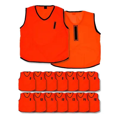 15 PACK Years Youth Sports Training Bibs - Numbered ORANGE Plain Vest