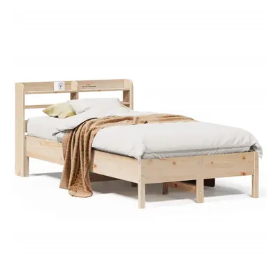 vidaXL Bed Frame with Headboard Bed 75x190 cm Small Single Solid Wood Pine