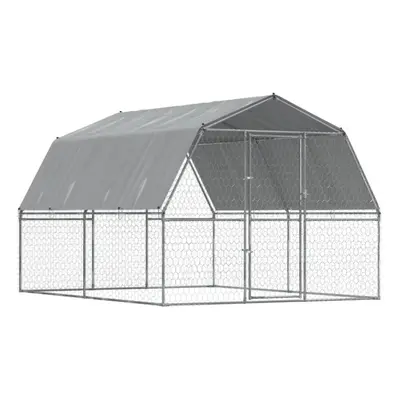 vidaXL Dog Cage with Roof and Door Dog Kennel Playpen Silver Galvanised Steel