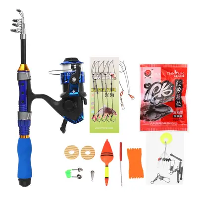 (100cm) 1/1.7/1.9/2.1m Portable Fishing Kit Set Glass Steel Telescopic Fishing Rod + Fishing Ree