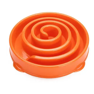 (Orange, L) Dog Slow Food Bowl Down Eating Feeder Dish Pet Dog Cat Feeding Anti Slip Gulp