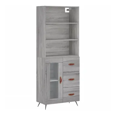 (grey sonoma, glass door drawers) vidaXL Highboard Sideboard Storage Cabinet Cupboard Cabinet En