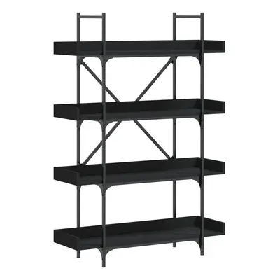 vidaXL Bookcase 4-Tier Bookshelf Storage Cabinet Rack Black Engineered Wood