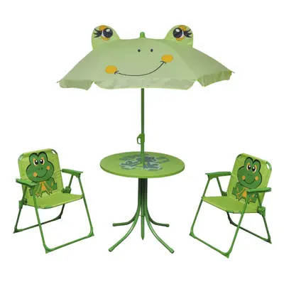 vidaXL Kids' Garden Furniture Set Piece Green Outdoor Table Chair Umbrella