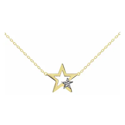 Jewelco London Ladies Solid 9ct Yellow and White gold Diamond-Cut Twinkle Star 0.9mm Gauge Charm