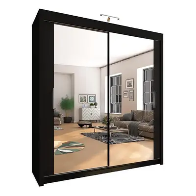 (120cm, Black) Chicago Sliding Mirror Door Wardrobe For Bedroom