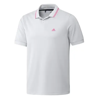 (White/Screaming Pink) ADIDAS Golf Mens GO-TO Primegreen Pique 4-Way Stretch Durable Golf Polo S