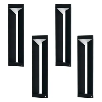 4 PACK IP54 Outdoor Bollard Light Modern Black Aluminium 10W LED Lamp Post