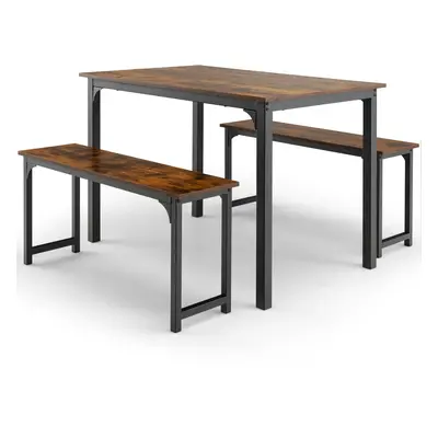 Accent Dining Table and Benches Set of Space-Saving for People