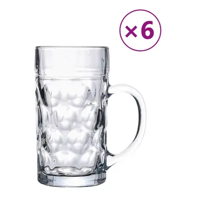 vidaXL Beer Mugs with Handle Glass Tumbler Beer Glasses Glass pcs ml