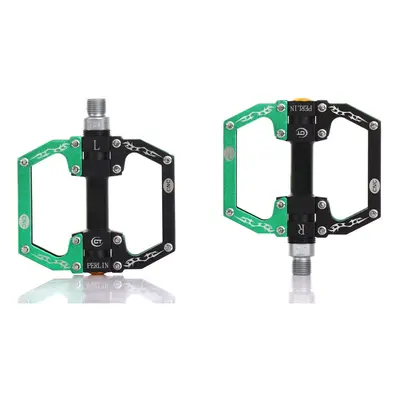 (Black+Green) Aluminum Alloy Mountain Bike Pedals Flat Platform Sealed Bearing Axle 9/16" Cyclin