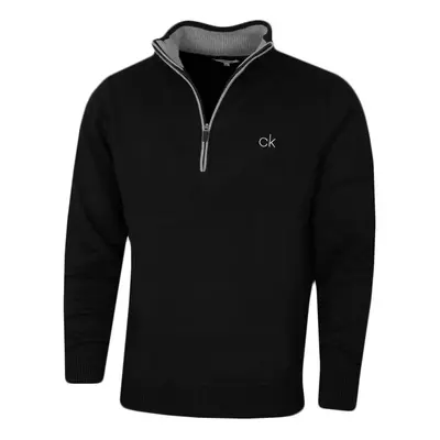 (XXXL, Black) Calvin Klein Mens Lined Chunky Windproof Lined 1/2 Zip Sweater