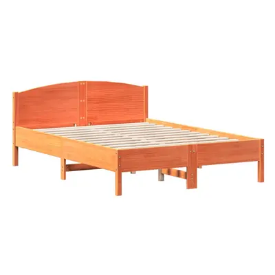 (brown, x cm) vidaXL Bed Frame with Headboard Bed Base White 140x200 cm Solid Wood Pine