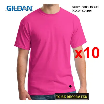 (M) Packs Gildan T-SHIRT Basic Tee - 5XL Small Big Men Heavy Cotton (Heliconia)