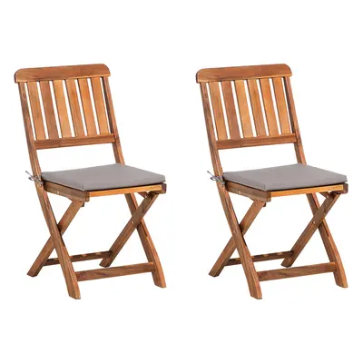 Set of Garden Chairs with Cushions CENTO Acacia Wood Grey