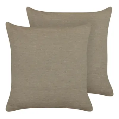 Set of Linen Cushions x cm Taupe SAGINA