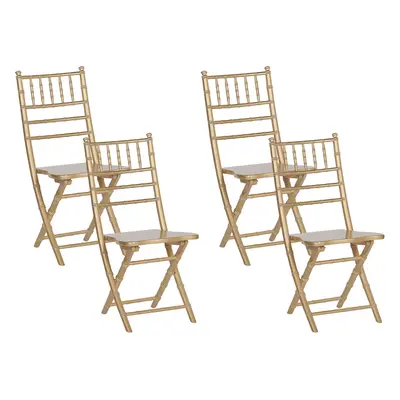 Set of Dining Chairs MACHIAS Beechwood Gold