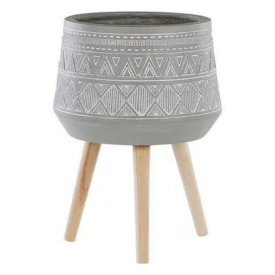 Elevated Plant Pot MALAKI Ceramic cm Light Grey