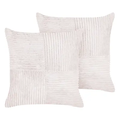 Set of Cushions MILLET Corduroy x cm Solid Off-White