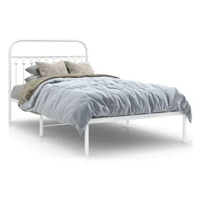 (white, x cm/ with headboard) vidaXL Metal Bed Frame with Headboard and Footboard Bed Base White