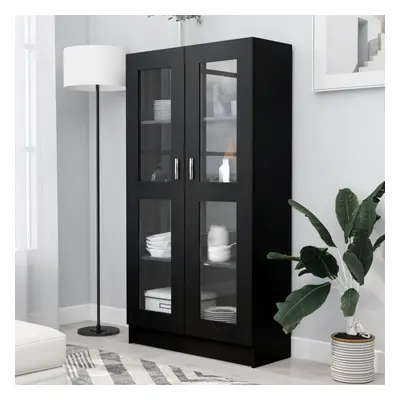 vidaXL Vitrine Cabinet Black Chipboard Bookcase Storage Unit Free Standing