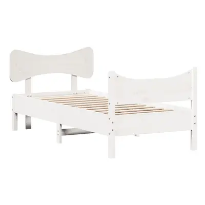 vidaXL Bed Frame with Headboard Home Bed Base White 90x200 cm Solid Wood Pine