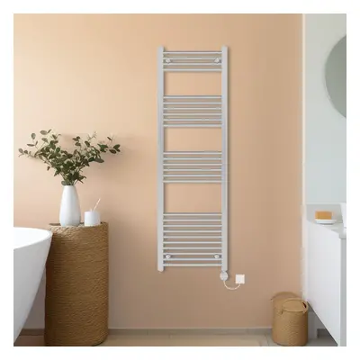 (Chrome, 1600x500mm) NRG Prefilled Thermostatic Electric Straight Heated Towel Rail Radiator