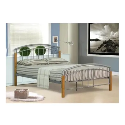 (4ft6 Double, Silver) Sienna Metal Bed Frame