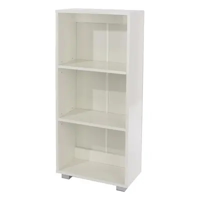 3 Tier Low Bookcase Display Unit DVD Book CD Storage High Gloss White Finish